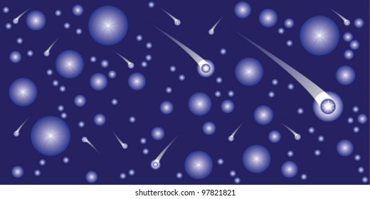 Very beautiful composition from star and comet. Vector illustration. EPS8, all parts (object) closed, possibility to edit, without transparence. seamless