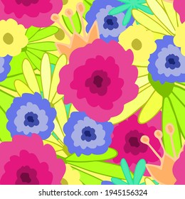 Very beautiful and cute pattern with flowers. Spring pattern. Suitable for wallpaper, textiles, wrapping paper, gardening decoration. Vector illustration