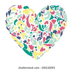 Very beautiful flower card for Valentine's Day vector illustration silhouette heart. floral ornament. 