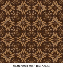 Very beautiful flower motifs on Central Java batik with dark brown color design.