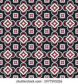 very beautiful geometric seamless pattern. overlapping gray, maroon, light polygons, segments, curved stripes are grouped and lined up against a dark background. vector 