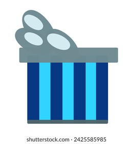 Un muy hermoso soporte de regalo en colores azul oscuro, azul claro y gris decorado con cintas