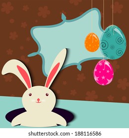 A very Beautiful Happy Easter Card Illustration With Easter Eggs And Rabbit