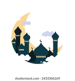Sehr schöne Illustration der Moschee mit schönen Wolken auf weißem Hintergrund