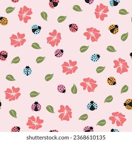 Very beautiful ladybug vector seamless pattern design for decoration, wallpaper, wrapping paper, fabric, background, etc.