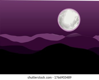 It is very beautiful moon night scene of mountains , trees and sky that blows the people mind. Nature lover never skip this.