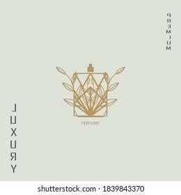 very beautiful perfume logo logo inspiration from perfume bottles, diamonds and leaves, so a natural symbol of elegance