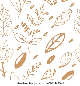 Very beautiful and romantic seamless pattern. Hand drawn vector illustration. Spring and floral.