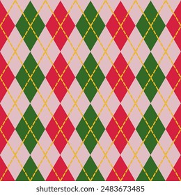 Very beautiful seamless pattern design for decorating, wallpaper, fabric, backdrop and etc. Seamless Argyle Pattern. Christmas color. Christmass day.