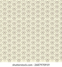 Very beautiful seamless pattern design for decorating, wallpaper, fabric. Seamless abstract black knot-work hexagon pattern on beige with eggshell yellow details. Goyard pattern.