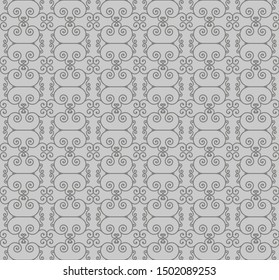 Very beautiful Seamless pattern gray and dark neutral, stylish, for backgrounds, carpets, wallpapers, clothing, wrappers, fabrics, classic and vintage vector illustrations. floral, abstract.