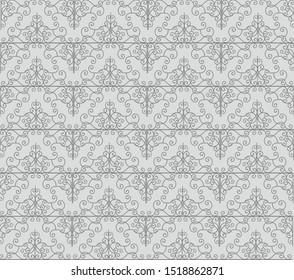 Very beautiful Seamless pattern gray and dark neutral, stylish, for backgrounds, carpets, wallpapers, clothing, wrappers, fabrics, classic and vintage vector illustrations. floral, abstract.