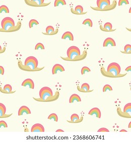 Very beautiful snail vector seamless pattern design for decoration, wallpaper, wrapping paper, fabric, background, etc.