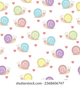 Very beautiful snail vector seamless pattern design for decoration, wallpaper, wrapping paper, fabric, background, etc.