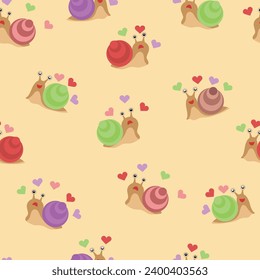 Very beautiful snail vector seamless pattern design for decoration, wallpaper, wrapping paper, fabric, background, etc.

