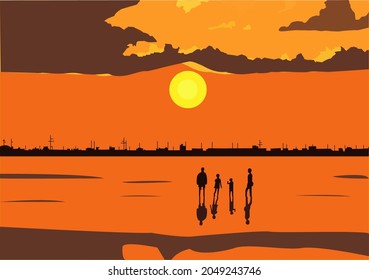 Very beautiful sunset scenery vector