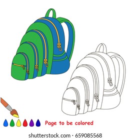 Very Big Backpack to be colored, the coloring book for preschool kids with easy educational gaming level.