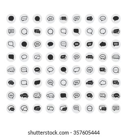 Very big black line vector speech bubbles icons set.