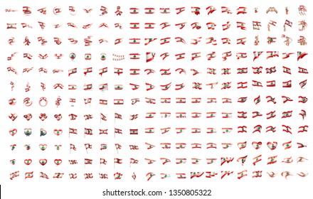 very big collection of vector flags of the Lebanon