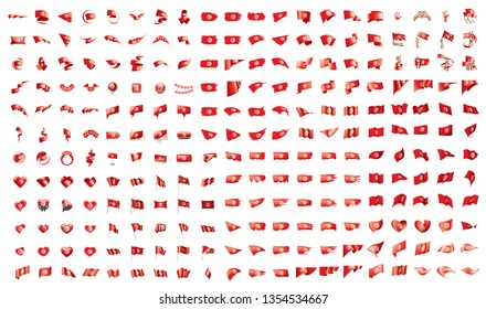 very big collection of vector flags of the Tunisia