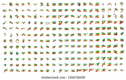 very big collection of vector flags of the Ethiopia