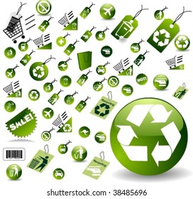 very big Set of green environmental icons, vector art