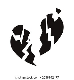 very broken heart. vector illustration. broken heart or divorce icon