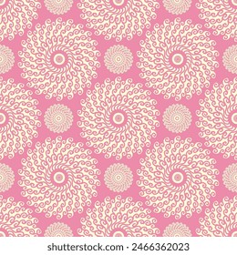 Very classic pink color floral motif and mandala seamless pattern for tile, cloth and textile.