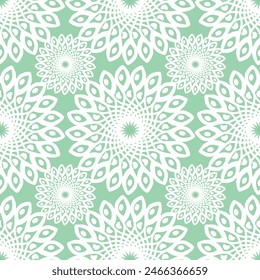 Very classic trendy mint green color floral motif and mandala seamless pattern for tile, cloth, bag and wallpaper.