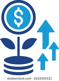 A very clear and metaphorical icon, generating profits over time the financial growth of an investment, or the increase in value of a capital.