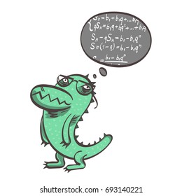 Very clever crocodile. Comic character. Vector illustration