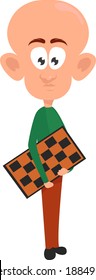 Hombre muy inteligente, ilustración, vector sobre fondo blanco