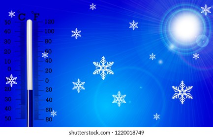 very cold winter and thermometer