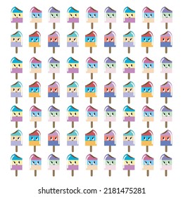 Very colorful ice cream pattern, cute ice cream