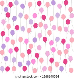 Very colorful seamless pattern design of colorful balloons that isolated on white background. Suitable for wrapping paper, wallpaper, fabric, backdrop and etc.