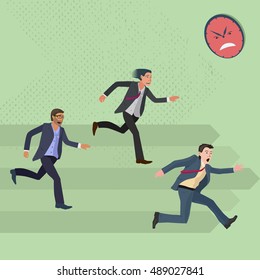 very concerned and strongly hurrying men in a business suit