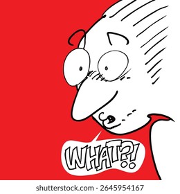 muito confuso cartoon man diz "o quê", ilustração vetorial. elementos estão em camadas separadas.