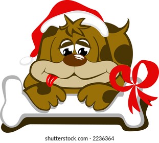 very contented dog with its Christmas present