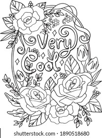 Fuente muy fría con elementos de marco floral. Mano dibujada con palabras inspiradoras. Dibujo de Doodles para San Valentín o tarjeta de felicitación. Colores para adultos y niños. Ilustración vectorial