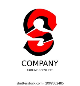 Diseño de logotipo S de letras negras y rojas muy fresco, único y sencillo.