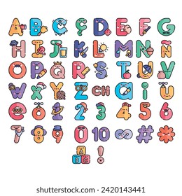 Very Cute  Alphabet and numbers in Lineal color package