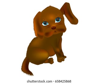 Very cute baby dog. Vector illustration.