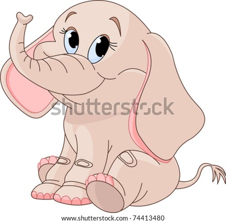Download Very Cute Baby Elephant Sitting Smiling Stock Vector ...