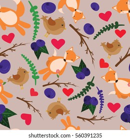 Very cute background with foxes and birds.