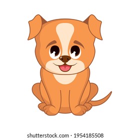 Muy lindo marrón pequeño vector de ícono de cachorro. Adorable vector de cachorrito oxidado. Un pequeño y super lindo vector de cachorro rojo. Estando el personaje de la caricatura de un perro bebé marrón. Icono de perro corto aislado en un fondo blanco