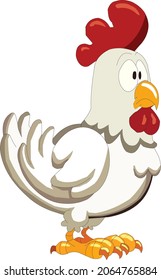 very cute cartoon chicken on white background