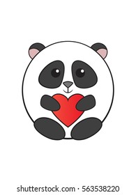 Very cute cartoon panda holding a heart in the paws. Design for a card or small souvenir