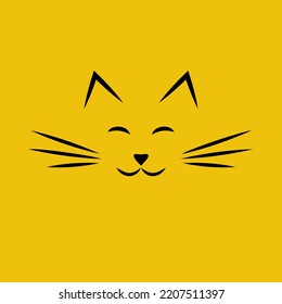 very cute cat face, yellow background