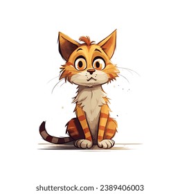 A very cute cat illustration with a confused reaction. Funny cat vector