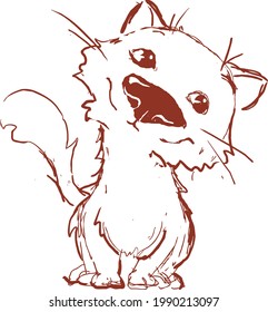 Very Cute Cat Sketch Drawing by Hand - Vector Illustration